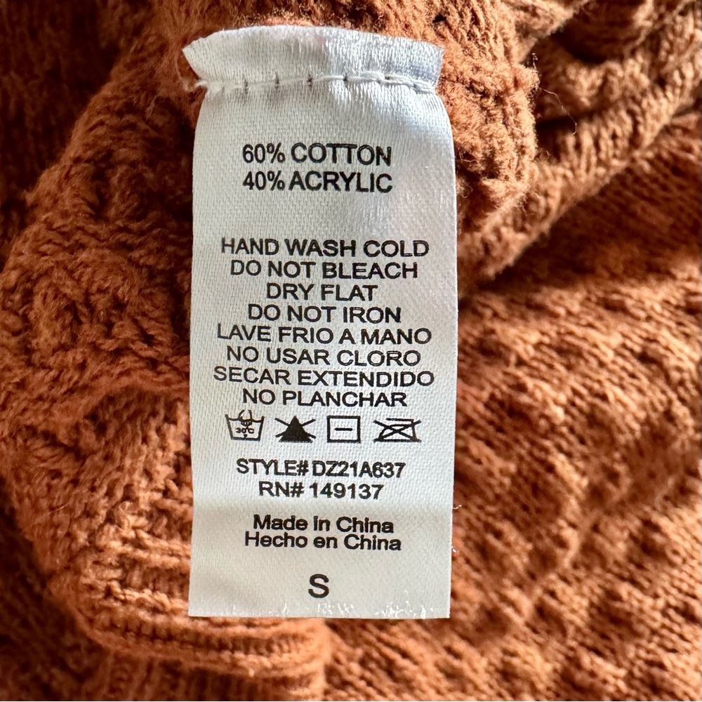 Double Zero Rust Textured Cropped Sweater - Picture 5 of 5